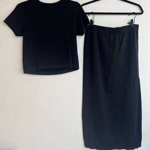 Elegant Black Maternity Women's Skirt Set